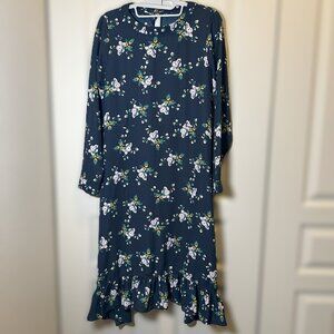 GU Women's Floral Midi Dress with Long Sleeves Size S